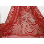 Tulle Floccato Glitter Disegno F - al Metro - Rosso Floccato Rosso Glitter Rosso