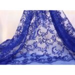 Tulle Floccato Glitter Disegno G - al Metro - Blu Royal Floccato Blu Glitter Blu