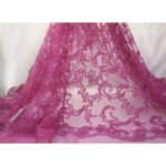 Tulle Floccato Glitter Disegno G - al Metro - Fucsia Floccato Fucsia Glitter Fucsia