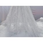 Tulle Floccato Glitter Disegno H - al Metro - Bianco Floccato Bianco Glitter Argento