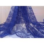 Tulle Floccato Glitter Disegno H - al Metro - Blu Royal Floccato Blu Glitter Blu