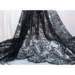 Tulle Floccato Glitter Disegno H - al Metro - Nero Floccato Nero Glitter Nero