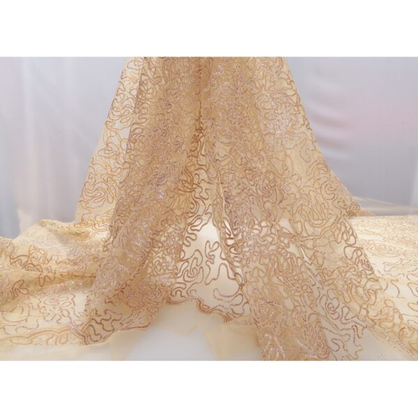 Tulle Floccato Glitter Disegno H - al Metro - Nudo Floccato Nudo Glitter Bronzo