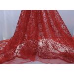 Tulle Floccato Glitter Disegno H - al Metro - Rosso Floccato Rosso Glitter Rosso
