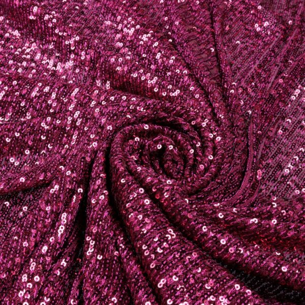 Tessuto Paillettes su Tulle Elastico - al Metro - Magenta Paillettes Magenta