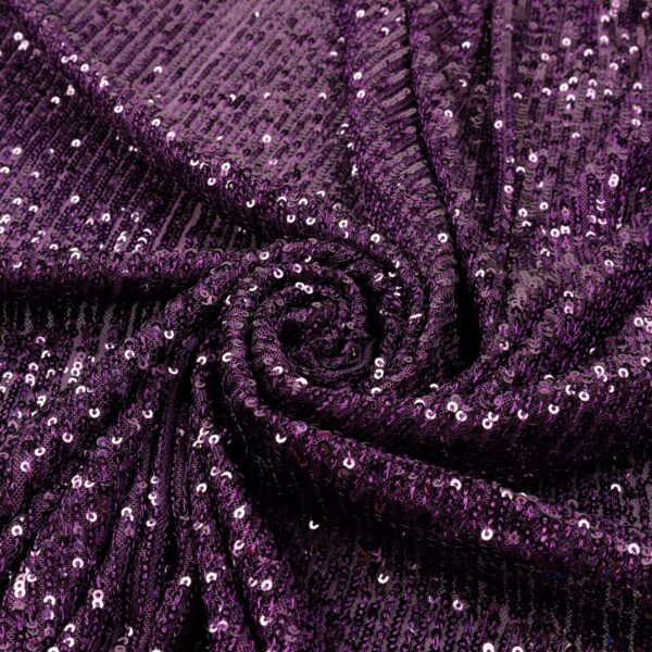 Tessuto Paillettes su Tulle Elastico - al Metro - Viola Paillettes Viola
