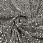 Tessuto Paillettes su Tulle Elastico - al Metro - Perla Paillettes Argento