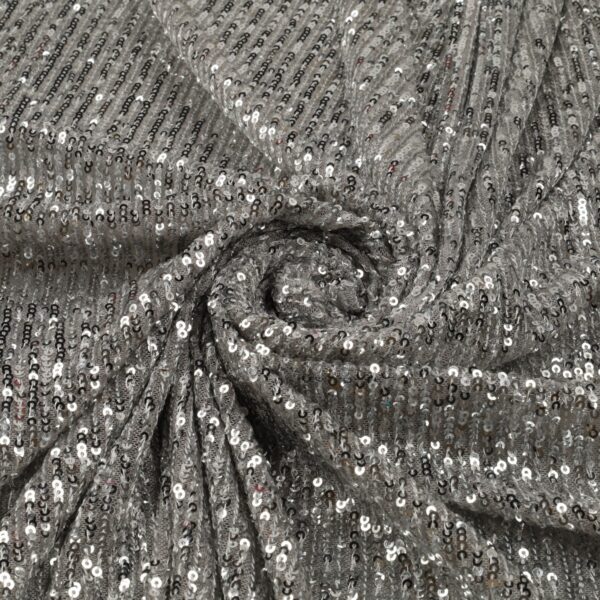 Tessuto Paillettes su Tulle Elastico - al Metro - Perla Paillettes Argento