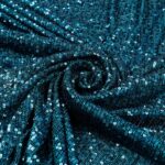 Tessuto Paillettes su Tulle Elastico - al Metro - Petrolio Paillettes Petrolio