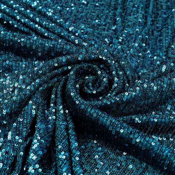 Tessuto Paillettes su Tulle Elastico - al Metro - Petrolio Paillettes Petrolio