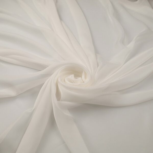Tessuto Chiffon Mano Seta (Monobava) Debacato - al Metro - Bianco Seta