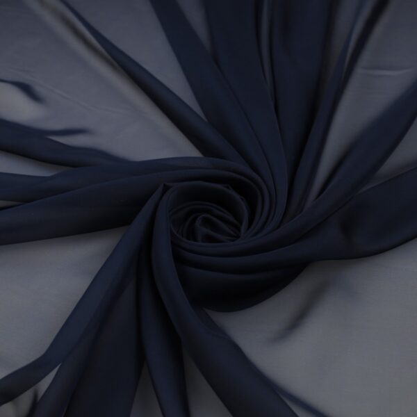 Tessuto Chiffon Mano Seta (Monobava) Debacato - al Metro - Blu Notte