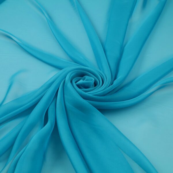 Tessuto Chiffon Mano Seta (Monobava) Debacato - al Metro - Turchese