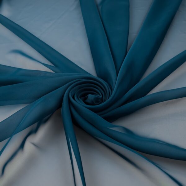Tessuto Chiffon Mano Seta (Monobava) Debacato - al Metro - Blu Tampone