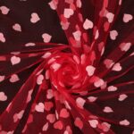 Tulle Floccato Glitter Cuore - al Metro - Rosso