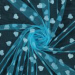 Tulle Floccato Glitter Cuore - al Metro - Turchese