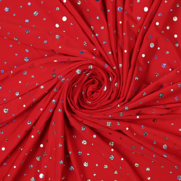 Lycra Paillettes Big and Small Madreperla - al Metro - Rosso