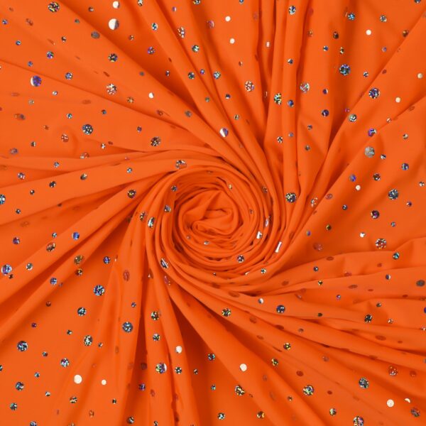Lycra Paillettes Big and Small Madreperla - al Metro - Arancio Fluo