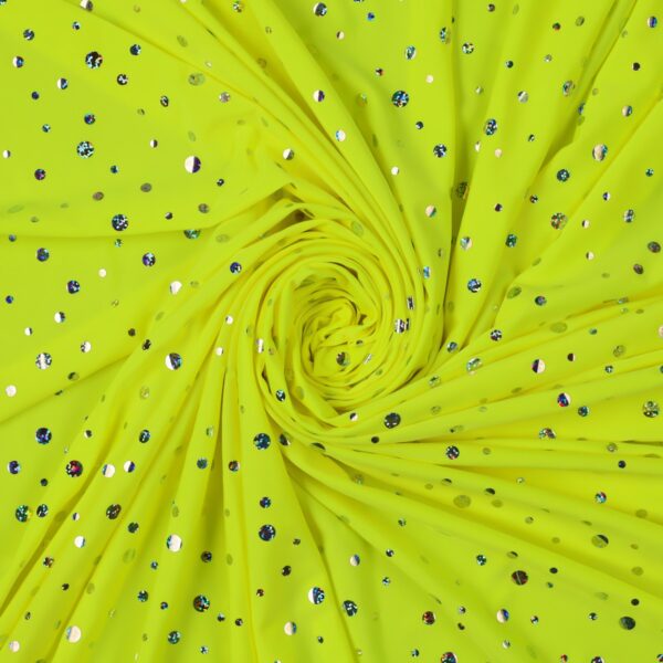 Lycra Paillettes Big and Small Madreperla - al Metro - Giallo Fluo