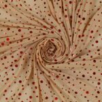 Tulle Mesh Bielastico con Paillettes Big & Small - al Metro - Nudo Paillettes Rosso