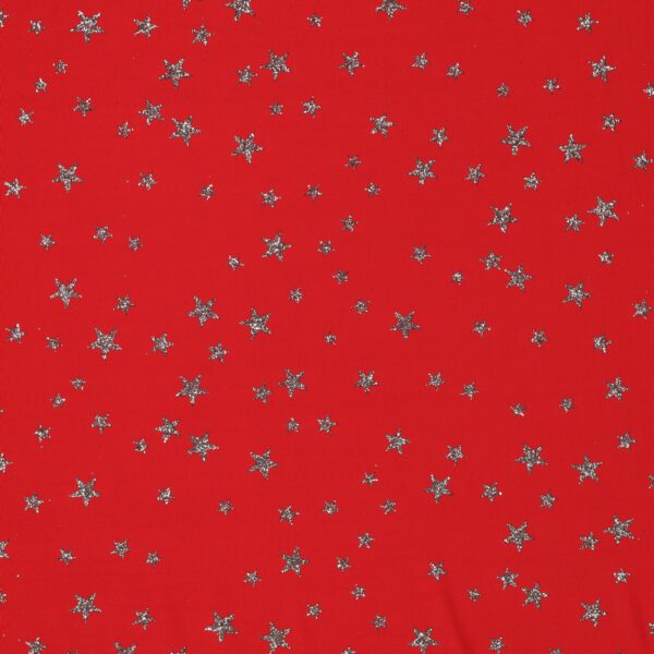 Lycra Fantasia Stars and Stripes Glitter - al Metro - Stelle Glitter fondo Rosso