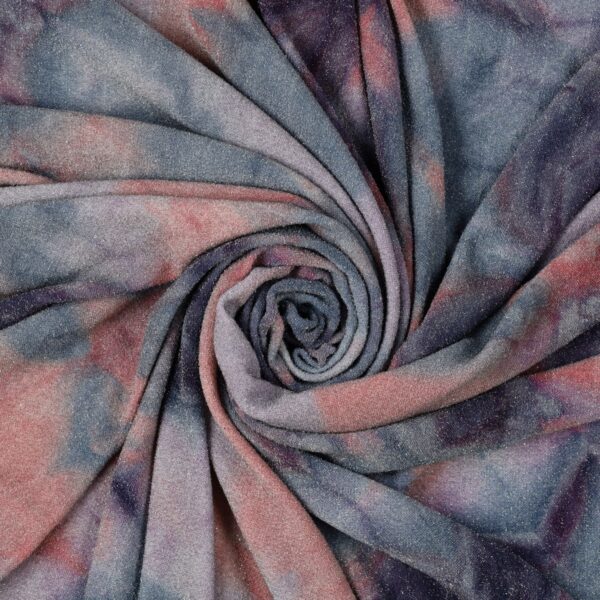Tessuto Madrid Maglina con Lurex Jersey Bi-Elastica Fantasia Maltinto - al Metro - Maltinto Rosa Grigio Lurex Argento