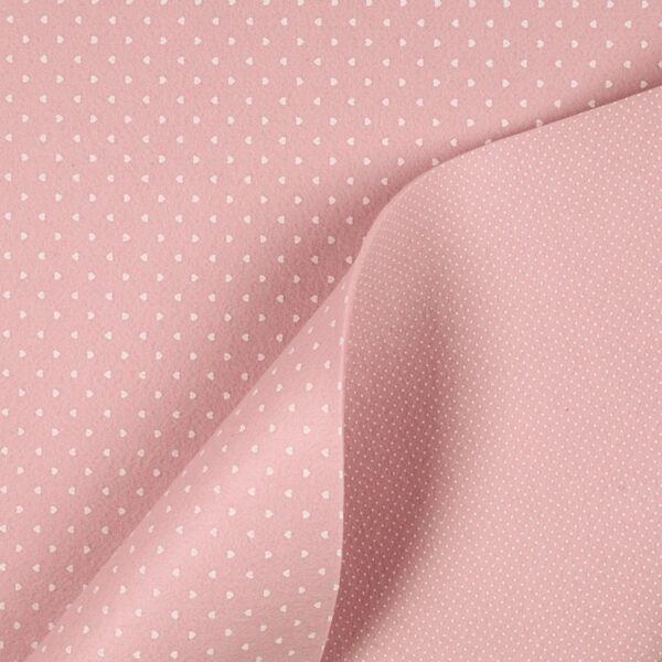 Feltro Modellabile 3mm Doppia Faccia Cuoricino/Punto Spillo - al Metro - Rosa Baby