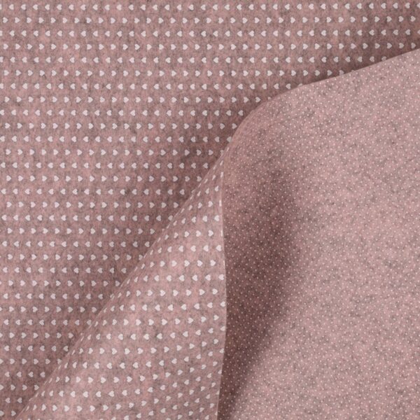 Feltro Modellabile 3mm Doppia Faccia Cuoricino/Punto Spillo - al Metro - Rosa Antico Melange