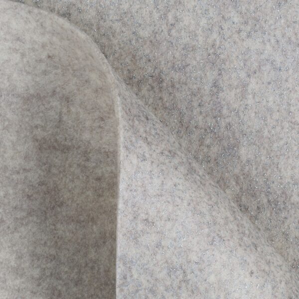 Feltro Modellabile 3mm Glitter Argento - al Metro - Bianco Melange