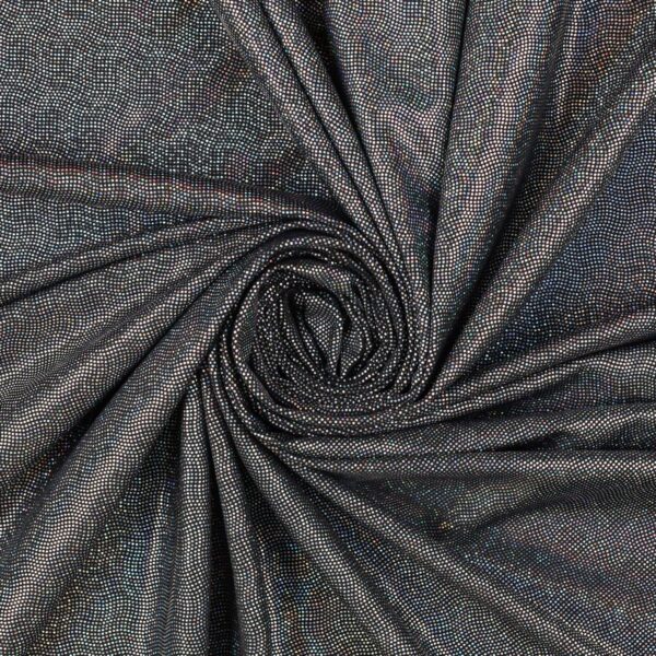 Lycra Fantasia Glitter Puntinato New - al Metro - Nero Glitter Argento