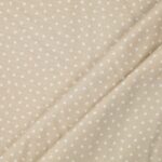 Tessuto Piquet di Cotone Stampato - Cuore Bianco Fondo Beige - Mezzo Metro
