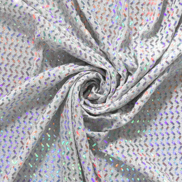 Maglia Elastica Lurex con Paillettes Zig Zag Iridescente -  Bianco