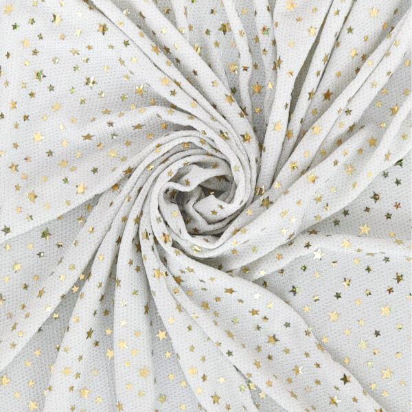 Maglia Elastica Lurex con Paillettes Stella - Bianco Paillettes Oro
