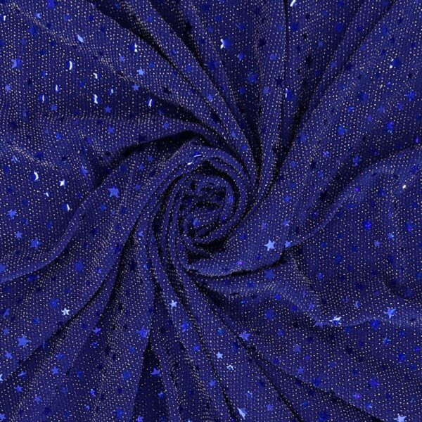 Maglia Elastica Lurex con Paillettes Stella - Blu Royal Paillettes Blu