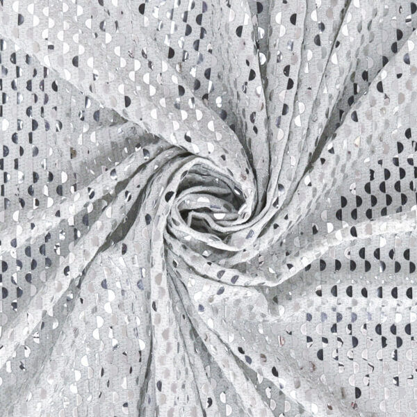 Maglia Elastica Lurex con Paillettes Mezza Luna - Bianco Paillettes Argento