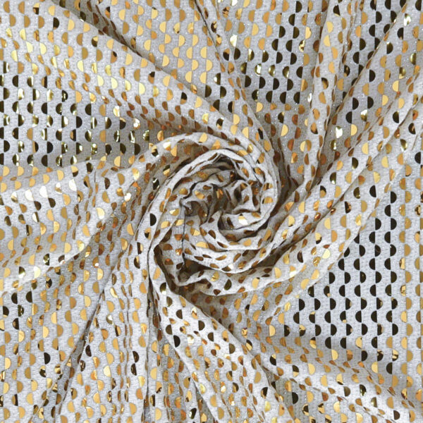Maglia Elastica Lurex con Paillettes Mezza Luna - Bianco Paillettes Oro