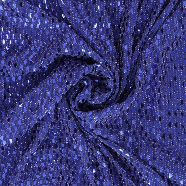 Maglia Elastica Lurex con Paillettes Mezza Luna - Blu Royal Paillettes Blu