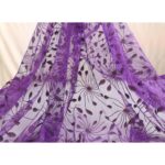 Tulle Floccato Glitter Disegno Fiesta - con Doppia Balza - al Metro - Viola Glitter Viola