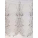 Tulle Glitter Azteco - al Metro - Bianco Glitter Argento con Microperline Multicolor