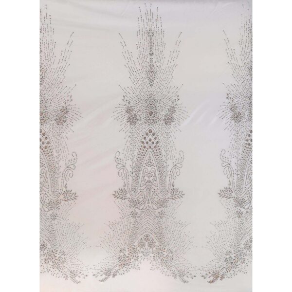 Tulle Glitter Azteco - al Metro - Bianco Glitter Argento con Microperline Multicolor
