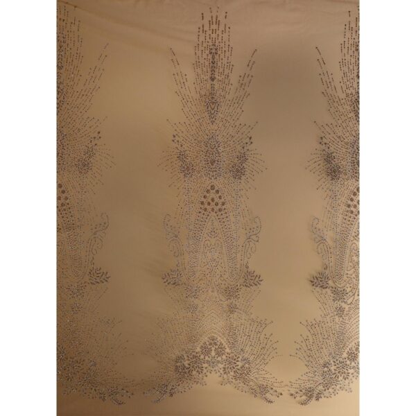Tulle Glitter Azteco - al Metro - Nudo Glitter Argento con Microperline Multicolor