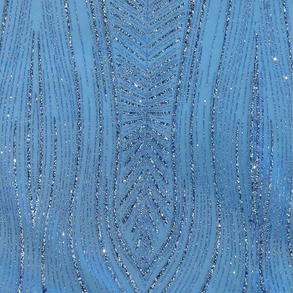 Tulle Glitter Foglia Lunga - al Metro - Turchese Glitter Turchese