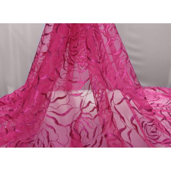 Tulle Glitter Rosone Astratto - al Metro - Fucsia Glitter Fucsia
