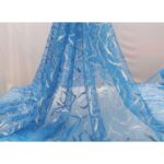 Tulle Glitter Rosone Astratto - al Metro - Turchese Glitter Argento