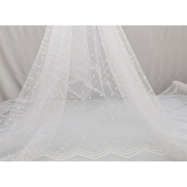 Tulle Floccato Glitter Ovale - al Metro - Bianco Floccato Bianco Glitter