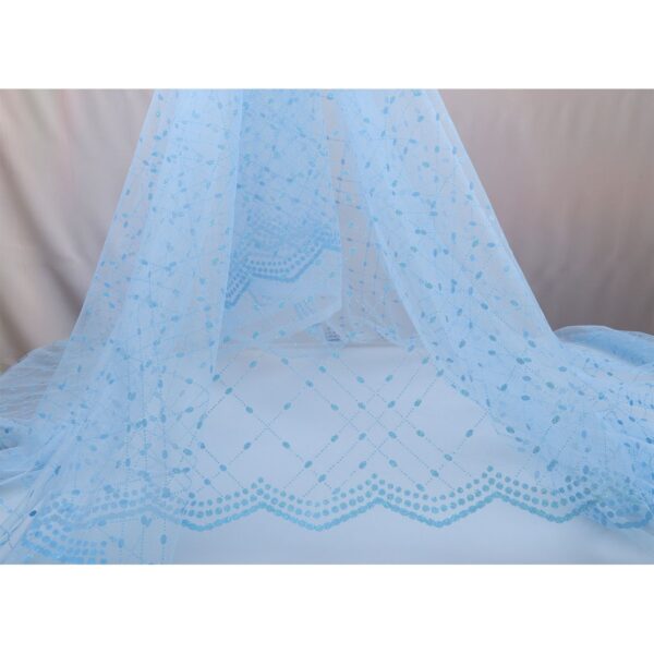 Tulle Floccato Glitter Ovale - al Metro - Celeste Glitter Celeste