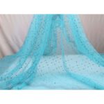 Tulle Floccato Glitter Ovale - al Metro - Turchese Glitter Turchese