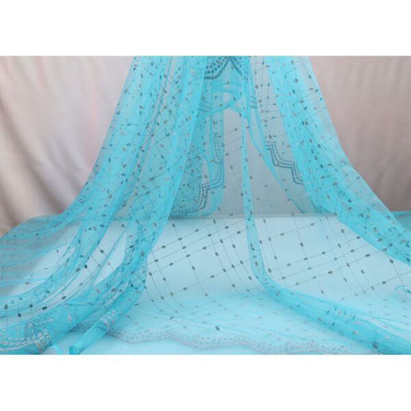 Tulle Floccato Glitter Ovale - al Metro - Turchese Glitter Turchese