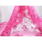 Tulle Floccato Glitter Rosone - al Metro - Fucsia Floccato Fucsia Glitter Fucsia