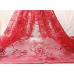 Tulle Floccato Glitter Rosone - al Metro - Rosso Floccato Rosso Glitter Rosso